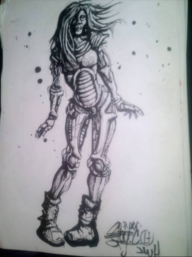 Personnage féminin organique dessiné en pied